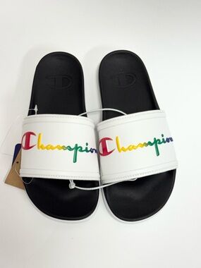 Champion Women's Slide - IPO Squish White/Rainbow - New